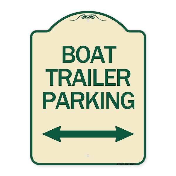 Boat Trailer Parking W/ Bidirectional Arrow Heavy-Gauge Aluminum Sign, 24" x 18", TG-1824-24296